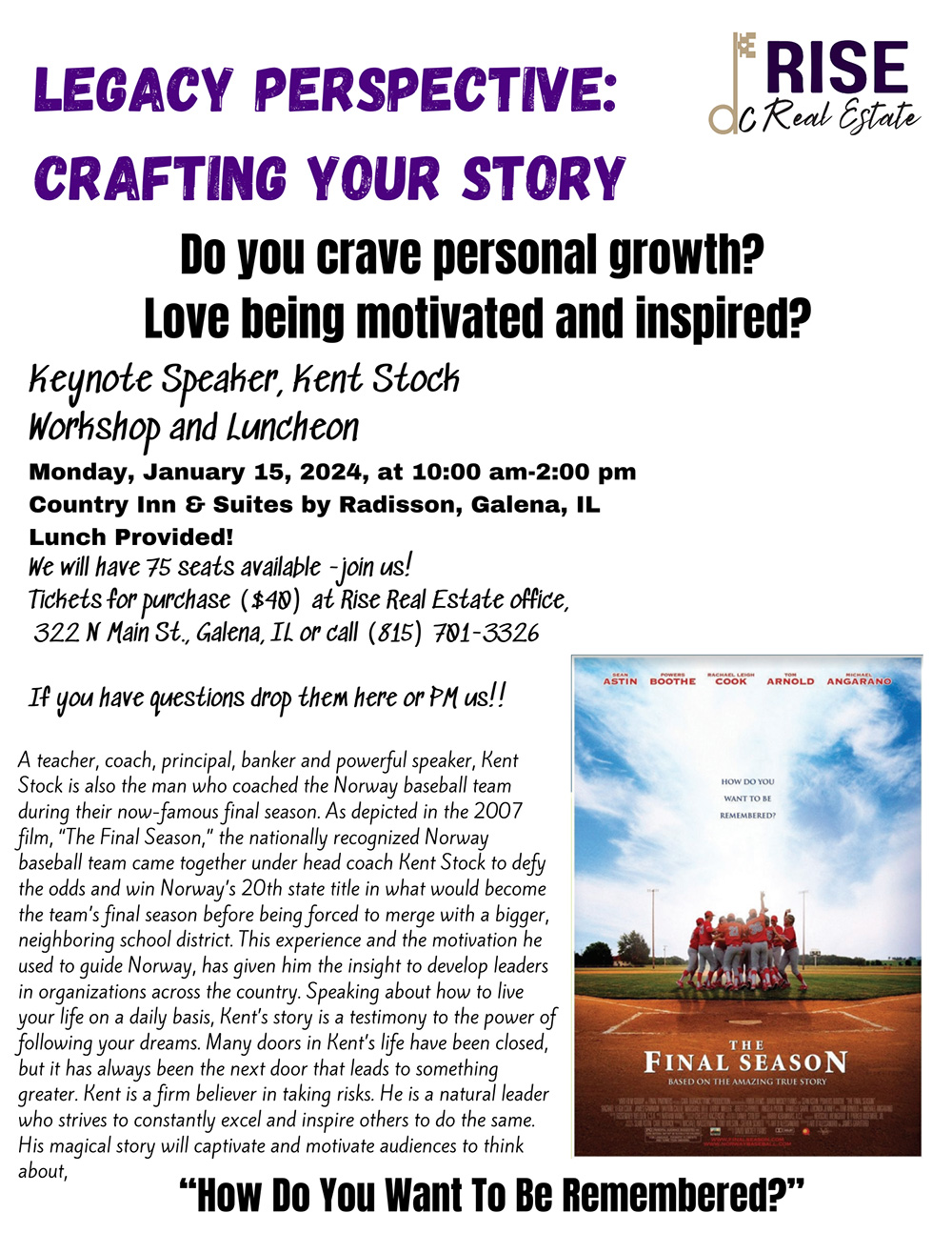 Legacy Perspective Crafting Your Story • Galena Events Live Music And More